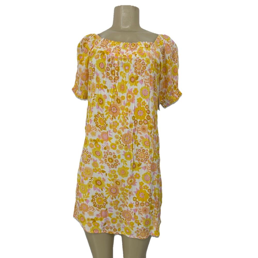 NEW Billabong Large 12 Girls Feelin Sweet Babydoll Dress Floral Short Sleeve I14